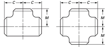 The technical drawing of asme b16.9 straight tees and crosses