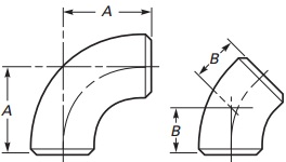 The technical drawing of ASME B16.9 3D elbows