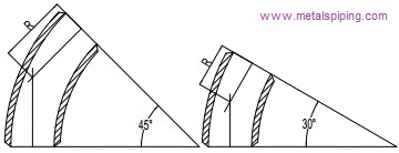 Drawing of MSS SP 75 3R elbows 45° & 30°