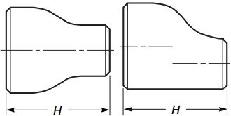 The technical drawing of ASME B16.9 reducers, concentric & eccentric.