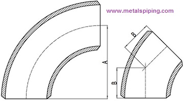 Drawing of MSS SP 75 Long Radius elbows 90° & 45°.