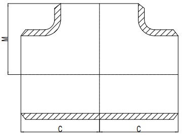 Drawing of MSS SP 75 straight tees.