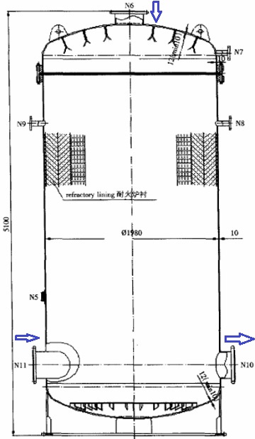 The drawing of AlCl<sub>3</sub> generator made of Inconel 600 for chlorination process.