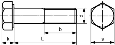 Drawing of Ti hex bolt