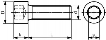 Drawing of hex cap screws.