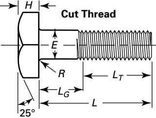 Drawing of square head bolt, cut head