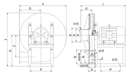 Drawing of titanium blower, type 7-15A.