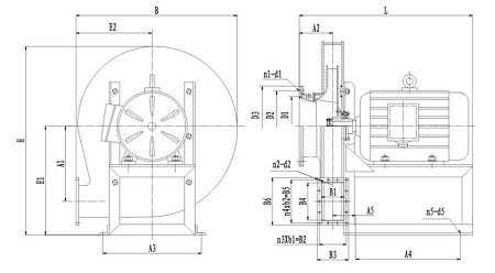 Drawing of titanium blower, type 8-09A.