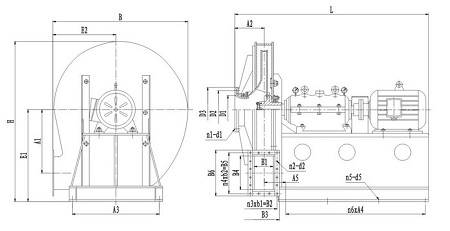 Drawing of titanium blower, type 8-09D.