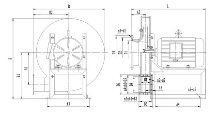 Drawing of titanium blower, type 9-19A.